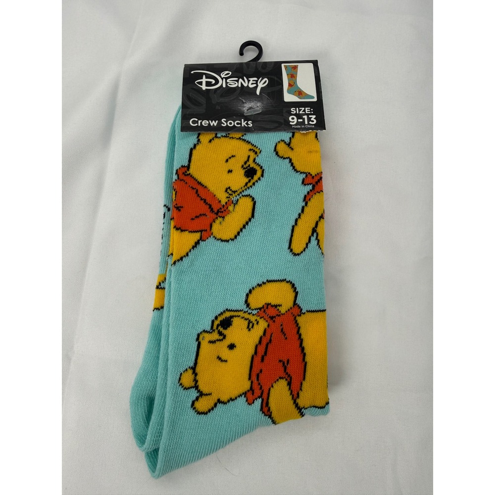 Disney Winnie‎ the Pooh Mens Crew Socks Size 9-13 Blue Yellow Red Character